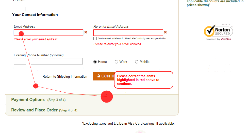 LL Bean's form