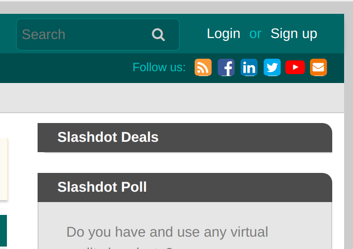 Screenshot of "follow" icons on Slashdot.org